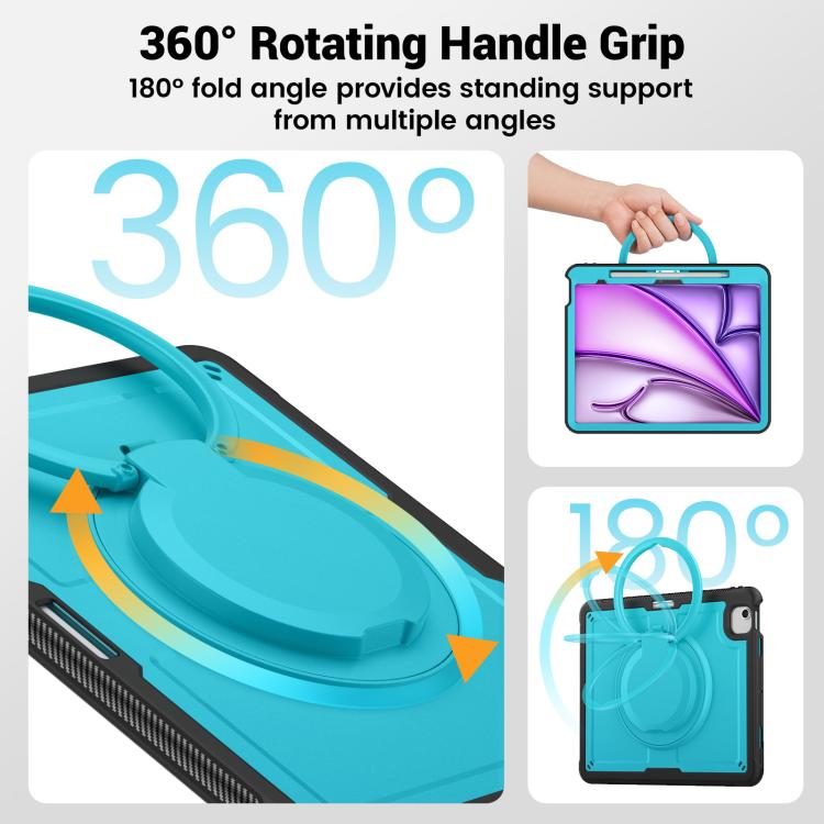 For iPad Air 13 2025 / 2024 Honeycomb Hybrid Tablet Case with Handle Holder & Strap(Light Blue) - iPad Air 13 2025 / 2024 Cases by buy2fix | Online Shopping UK | buy2fix