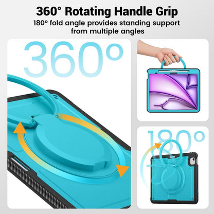 For iPad Air 13 2025 / 2024 Honeycomb Hybrid Tablet Case with Handle Holder & Strap(Light Blue) - iPad Air 13 2025 / 2024 Cases by buy2fix | Online Shopping UK | buy2fix