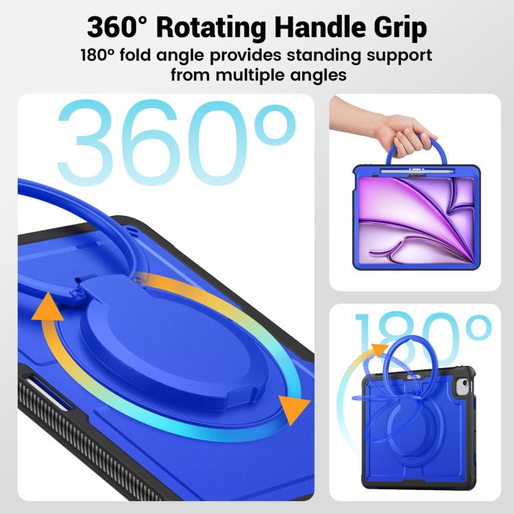 For iPad Air 13 2025 / 2024 Honeycomb Hybrid Tablet Case with Handle Holder & Strap(Dark Blue) - iPad Air 13 2025 / 2024 Cases by buy2fix | Online Shopping UK | buy2fix