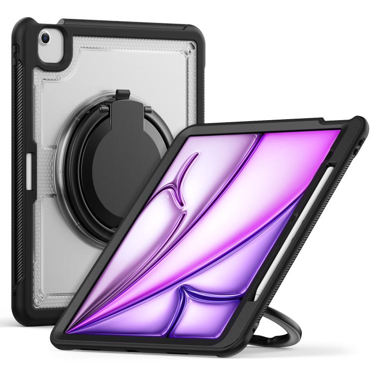 For iPad Air 13 2025 / 2024 Honeycomb Hybrid Tablet Case with Handle Holder & Strap(Transparent) - iPad Air 13 2025 / 2024 Cases by buy2fix | Online Shopping UK | buy2fix