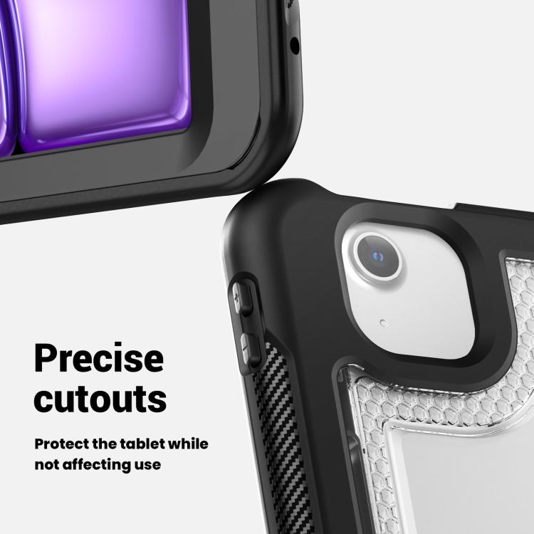 For iPad Air 13 2025 / 2024 Honeycomb Hybrid Tablet Case with Handle Holder & Strap(Transparent) - iPad Air 13 2025 / 2024 Cases by buy2fix | Online Shopping UK | buy2fix