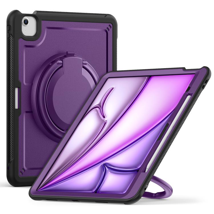 For iPad Air 13 2025 / 2024 Honeycomb Hybrid Tablet Case with Handle Holder & Strap(Purple) - iPad Air 13 2025 / 2024 Cases by buy2fix | Online Shopping UK | buy2fix