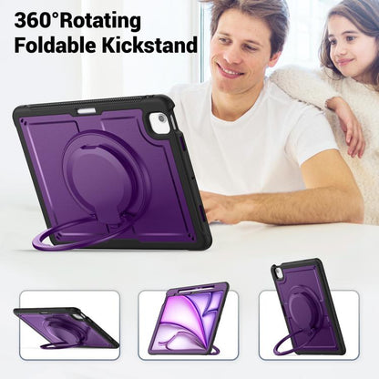 For iPad Air 13 2025 / 2024 Honeycomb Hybrid Tablet Case with Handle Holder & Strap(Purple) - iPad Air 13 2025 / 2024 Cases by buy2fix | Online Shopping UK | buy2fix