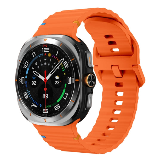 For Galaxy Watch Ultra2 2026 / 2025 / 1 2024 Wavy Grain Stitched Silicone Watch Band(Orange)