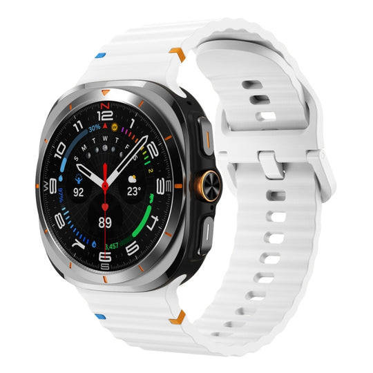 For Galaxy Watch Ultra2 2026 / 2025 / 1 2024 Wavy Grain Stitched Silicone Watch Band(White)