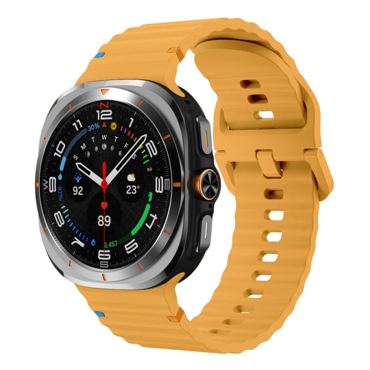 For Galaxy Watch Ultra2 2026 / 2025 / 1 2024 Wavy Grain Stitched Silicone Watch Band(Yellow)