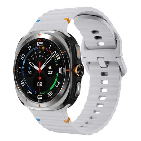 For Galaxy Watch Ultra2 2026 / 2025 / 1 2024 Wavy Grain Stitched Silicone Watch Band(Light Grey)
