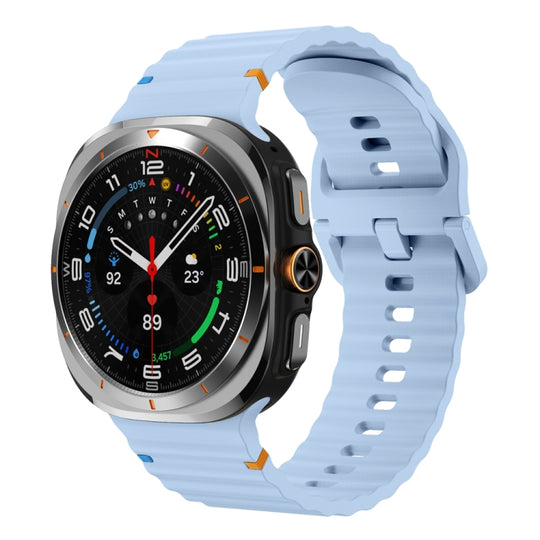 For Galaxy Watch Ultra2 2026 / 2025 / 1 2024 Wavy Grain Stitched Silicone Watch Band(Light Blue)