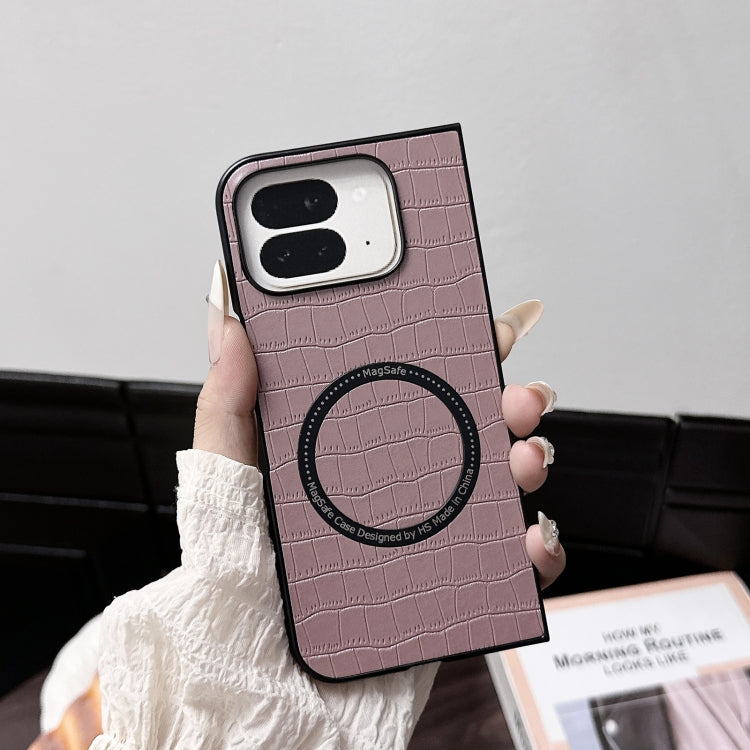 For Google Pixel 9 Pro Fold Crocodile Pattern Leather MagSafe Magnetic Phone Case(Purple) by buy2fix