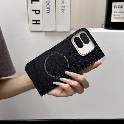 For Google Pixel 9 Pro Fold Crocodile Pattern Leather MagSafe Magnetic Phone Case(White) by buy2fix