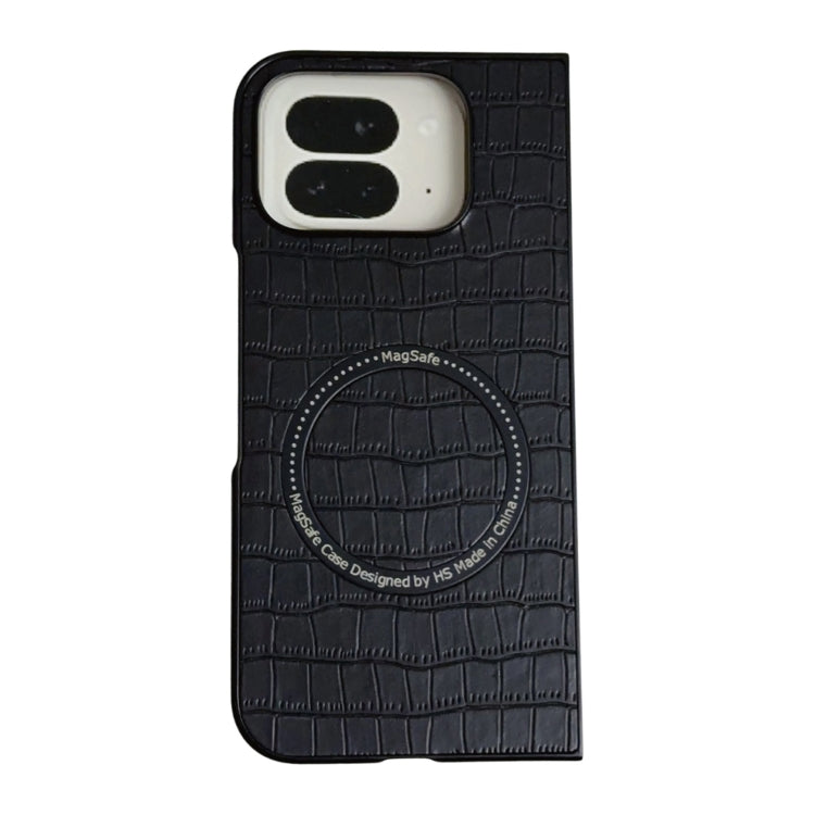 For Google Pixel 9 Pro Fold Crocodile Pattern Leather MagSafe Magnetic Phone Case(Black) by buy2fix