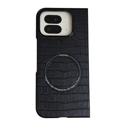 For Google Pixel 9 Pro Fold Crocodile Pattern Leather MagSafe Magnetic Phone Case(Black) by buy2fix