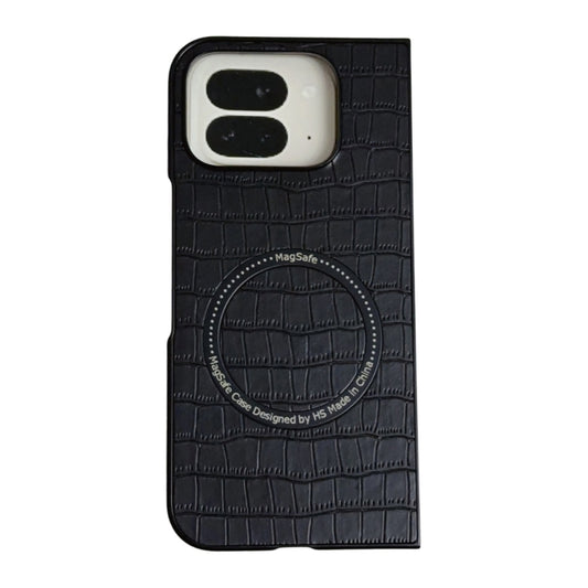 For Google Pixel 9 Pro Fold Crocodile Pattern Leather MagSafe Magnetic Phone Case(Black) by buy2fix
