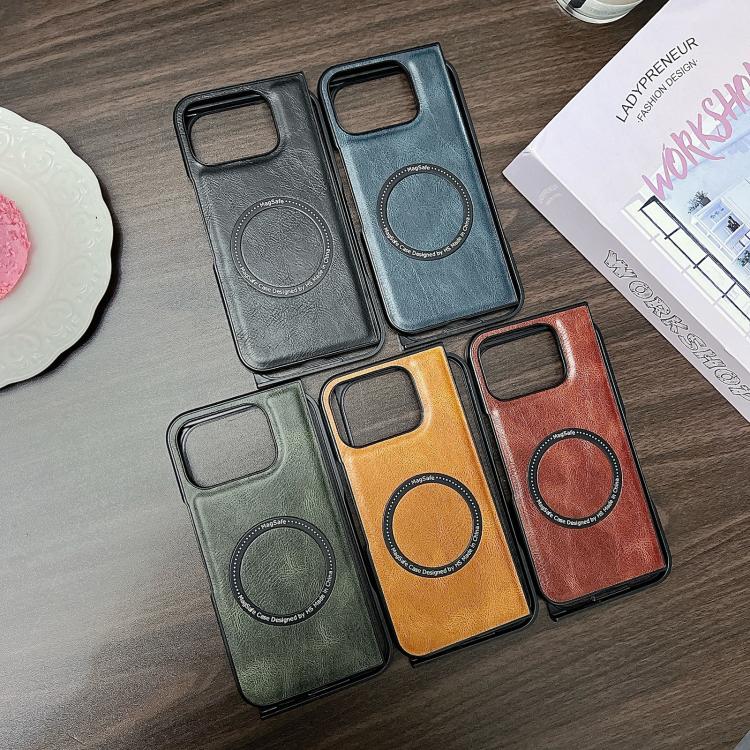 For Google Pixel 9 Pro Fold Crazy Horse Pattern Leather MagSafe Magnetic Phone Case(Coffee) by buy2fix