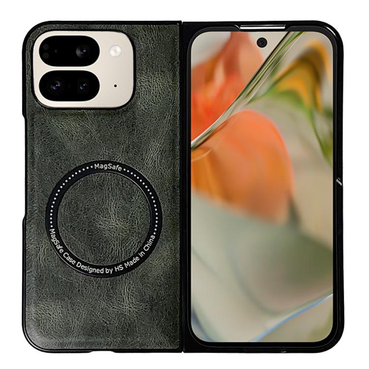 For Google Pixel 9 Pro Fold Crazy Horse Pattern Leather MagSafe Magnetic Phone Case(Green) by buy2fix