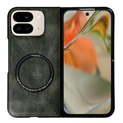 For Google Pixel 9 Pro Fold Crazy Horse Pattern Leather MagSafe Magnetic Phone Case(Green) by buy2fix