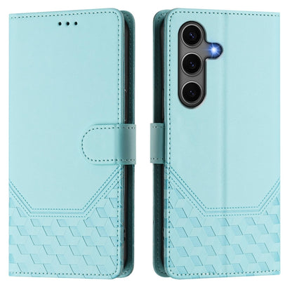 For Samsung Galaxy S25 5G Honeycomb Embossing RFID Leather Phone Case(Mint Green) by buy2fix