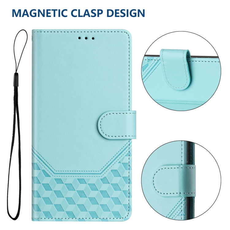For Samsung Galaxy S25 5G Honeycomb Embossing RFID Leather Phone Case(Mint Green) by buy2fix