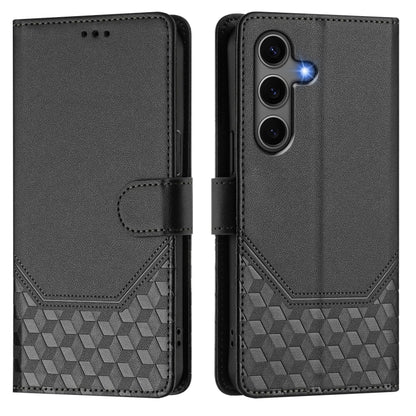 For Samsung Galaxy S25 5G Honeycomb Embossing RFID Leather Phone Case(Black) by buy2fix