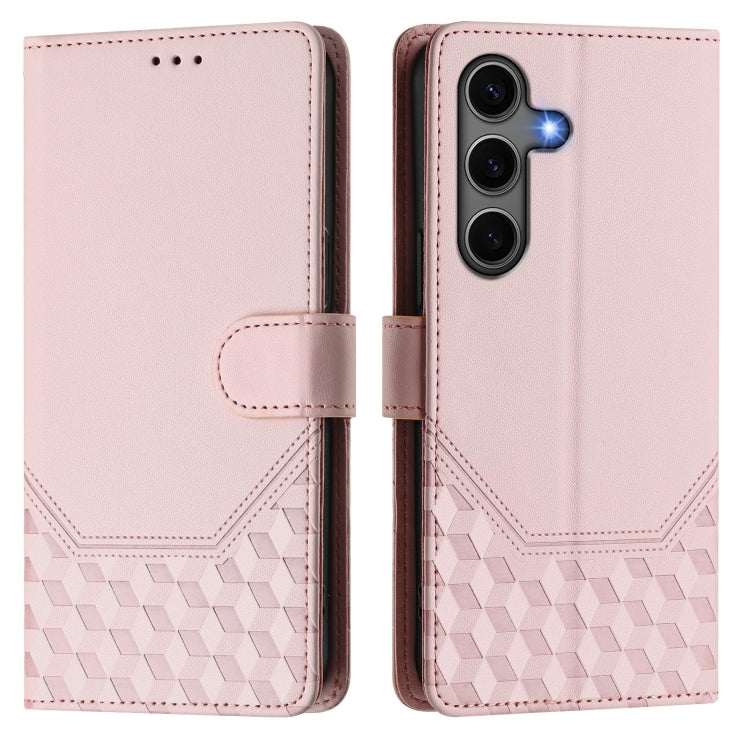 For Samsung Galaxy S25+ 5G Honeycomb Embossing RFID Leather Phone Case(Pink) by buy2fix