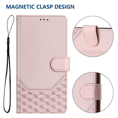 For Samsung Galaxy S25+ 5G Honeycomb Embossing RFID Leather Phone Case(Pink) by buy2fix