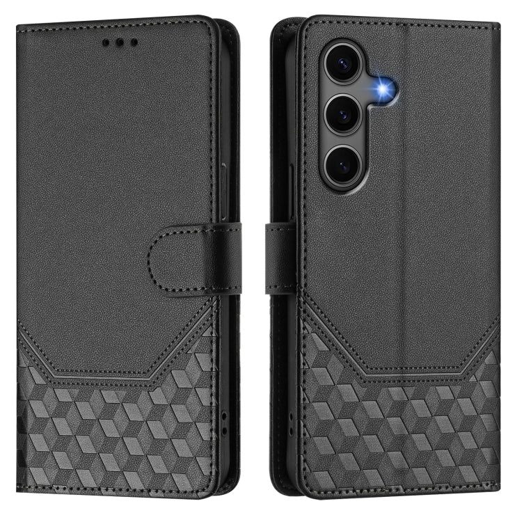 For Samsung Galaxy S25+ 5G Honeycomb Embossing RFID Leather Phone Case(Black) by buy2fix