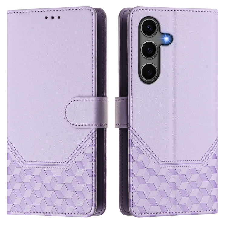 For Samsung Galaxy S25+ 5G Honeycomb Embossing RFID Leather Phone Case(Light Purple) by buy2fix
