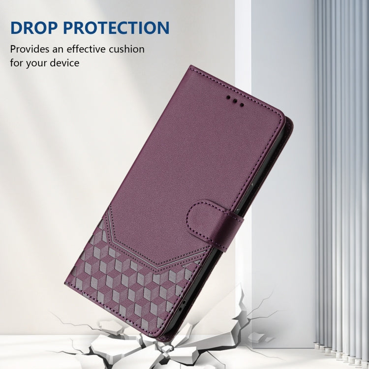 For Samsung Galaxy S25 Ultra 5G Honeycomb Embossing RFID Leather Phone Case(Violet) by buy2fix