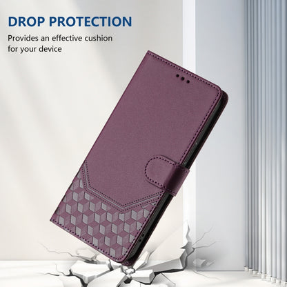 For Samsung Galaxy S25 Ultra 5G Honeycomb Embossing RFID Leather Phone Case(Violet) by buy2fix