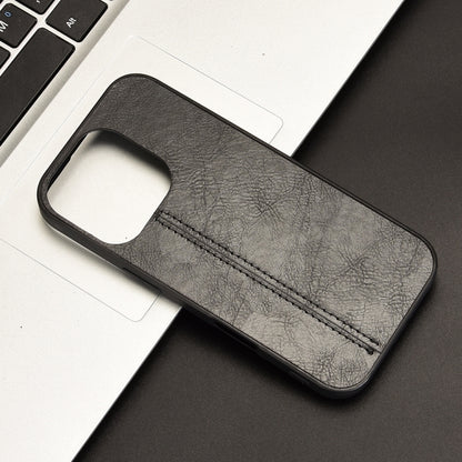 For iPhone 16 Pro Max Cow Pattern Sewing Back Cover Phone Case(Black) by buy2fix