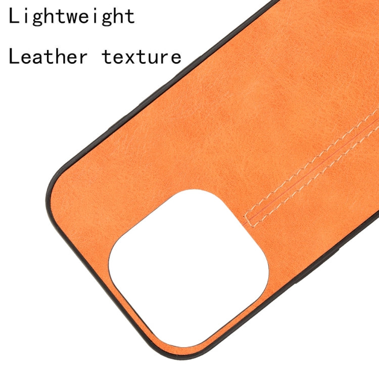 For iPhone 16 Pro Max Cow Pattern Sewing Back Cover Phone Case(Orange) by buy2fix