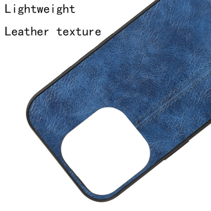 For iPhone 16 Pro Max Cow Pattern Sewing Back Cover Phone Case(Blue) by buy2fix