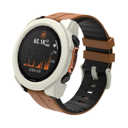For Garmin Fenix 8 AMOLED 51mm Tempered Glass Film Integrated PC Watch Protective Case(Ivory White) - Watch Cases by buy2fix | Online Shopping UK | buy2fix