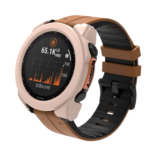 For Garmin Fenix 8 AMOLED 47mm Tempered Glass Film Integrated PC Watch Protective Case(Pink) - Watch Cases by buy2fix | Online Shopping UK | buy2fix