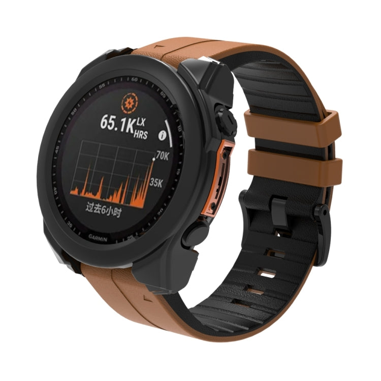 For Garmin Fenix 8 AMOLED 47mm Tempered Glass Film Integrated PC Watch Protective Case(Black) - Watch Cases by buy2fix | Online Shopping UK | buy2fix