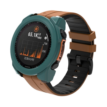 For Garmin Fenix 8 AMOLED 43mm Tempered Glass Film Integrated PC Watch Protective Case(Green) - Watch Cases by buy2fix | Online Shopping UK | buy2fix