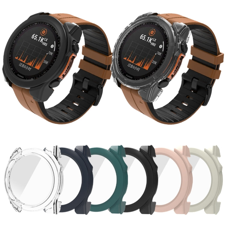 For Garmin Fenix 8 AMOLED 47mm Tempered Glass Film Integrated PC Watch Protective Case(Black) - Watch Cases by buy2fix | Online Shopping UK | buy2fix