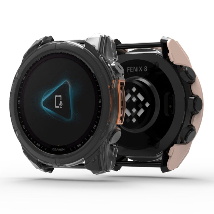 For Garmin Fenix 8 AMOLED 47mm Tempered Glass Film Integrated PC Watch Protective Case(Black) - Watch Cases by buy2fix | Online Shopping UK | buy2fix