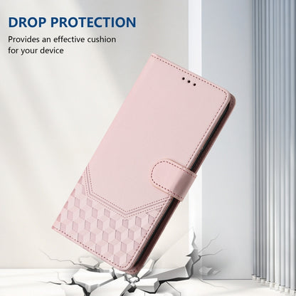 For Motorola Moto G Play 4G 2024 Oversea Honeycomb Embossing RFID Leather Phone Case(Pink) by buy2fix