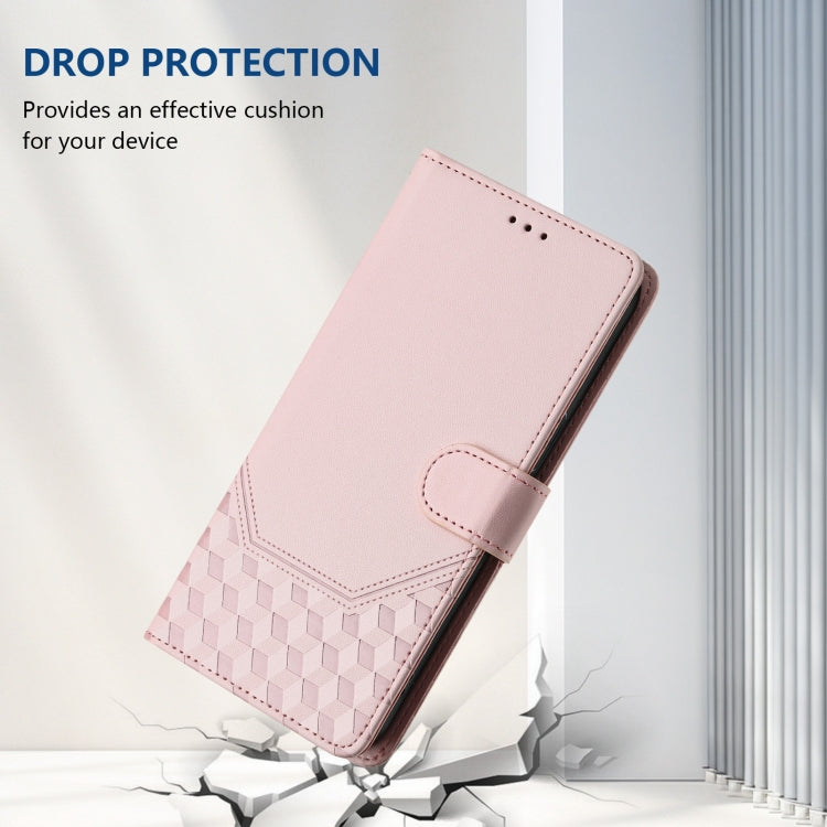 For Motorola Moto G Play 5G 2024 Oversea Honeycomb Embossing RFID Leather Phone Case(Pink) by buy2fix
