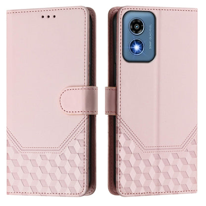 For Motorola Moto G 5G 2024 Oversea Honeycomb Embossing RFID Leather Phone Case(Pink) by buy2fix