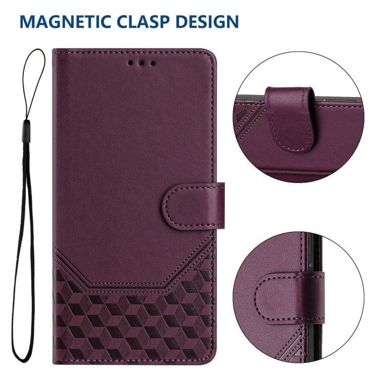For Motorola Moto G 5G 2024 Oversea Honeycomb Embossing RFID Leather Phone Case(Violet) by buy2fix
