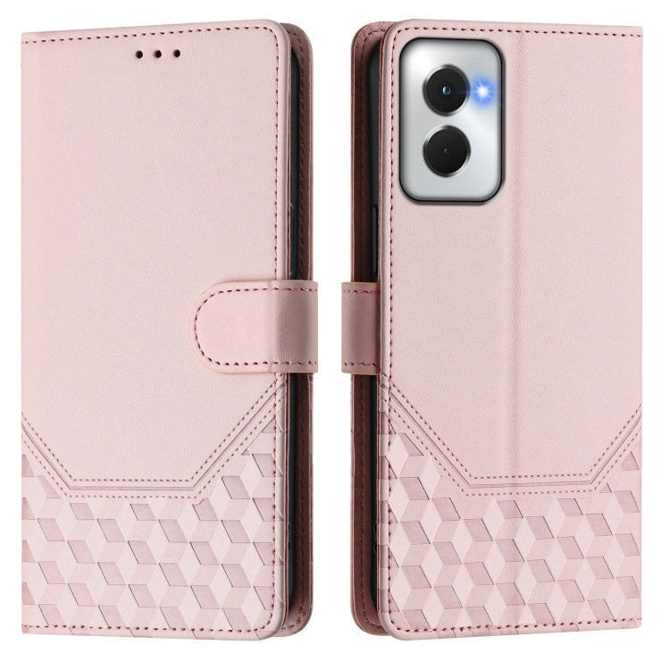 For Motorola Moto G Power 5G 2024 Honeycomb Embossing RFID Leather Phone Case(Pink) by buy2fix