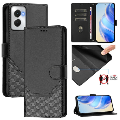 For Motorola Moto G Power 5G 2024 Honeycomb Embossing RFID Leather Phone Case(Black) by buy2fix
