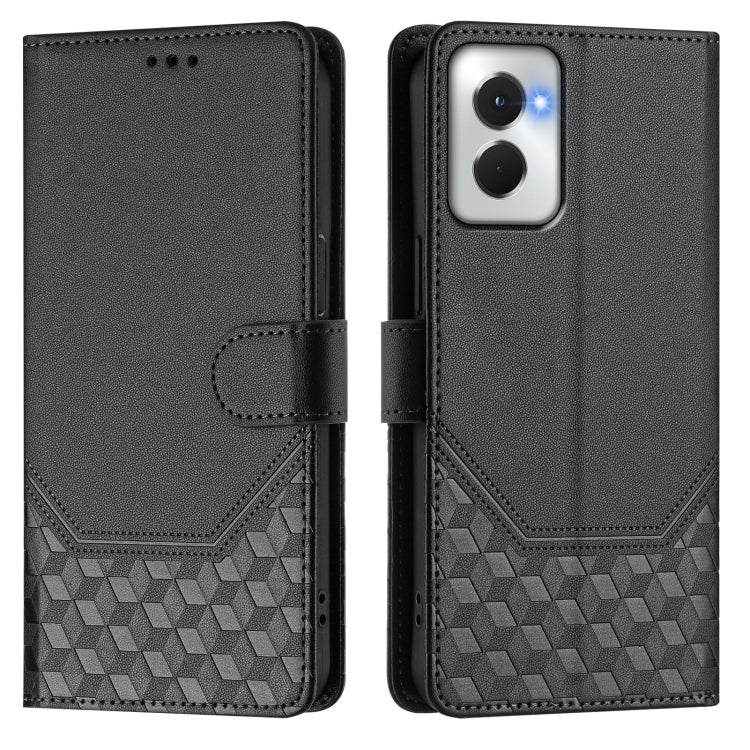 For Motorola Moto G Power 5G 2024 Honeycomb Embossing RFID Leather Phone Case(Black) by buy2fix