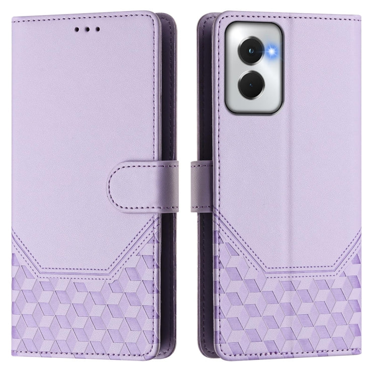 For Motorola Moto G Power 5G 2024 Honeycomb Embossing RFID Leather Phone Case(Light Purple) by buy2fix