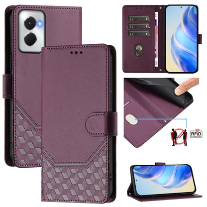 For Motorola Moto G Power 5G 2024 Honeycomb Embossing RFID Leather Phone Case(Violet) by buy2fix