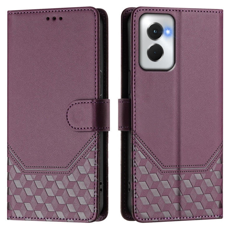 For Motorola Moto G Power 5G 2024 Honeycomb Embossing RFID Leather Phone Case(Violet) by buy2fix