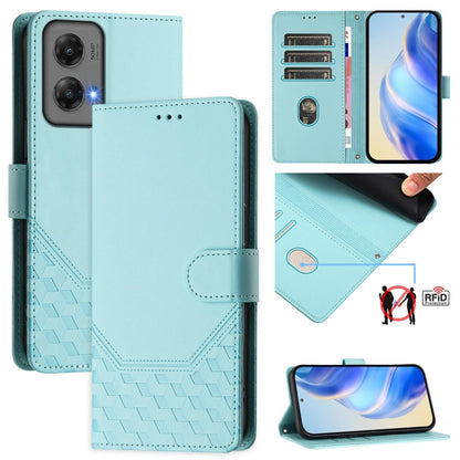 For Motorola Moto G Stylus 5G 2024 Honeycomb Embossing RFID Leather Phone Case(Mint Green) by buy2fix