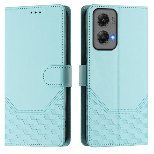 For Motorola Moto G Stylus 5G 2024 Honeycomb Embossing RFID Leather Phone Case(Mint Green) by buy2fix